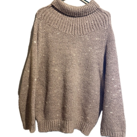 VTG Woman Med/Lrg Wool Alpaca Mohair Silk blend chunky Mock Neck Sweater Italy - Picture 1 of 8